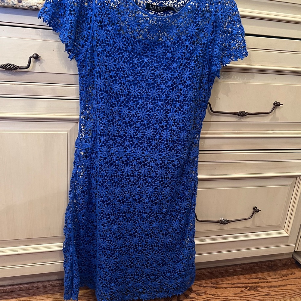 Lauren- Ralph Lauren womens blue lace dress sz. M